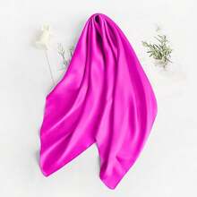 Lastclream Chiffon Square Neck Scarves For Women Handkerchief Retro Satin Ribbon Scarf For Hair Wrapping 23.6inch 26inch,23.6inchRibbon-HotPink - 23.6吋絲帶-亮粉色 - 查看 6