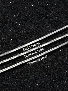 1 Pieza Collar de Cadena de Serpiente Octagonal Minimalista de Acero Inoxidable Plateado para Hombre - Cadena Delgada Facetada de Espiga de 2 mm para Uso Diario, Estilo Callejero y Looks Superpuestos - Cadena de serpiente octogonal - Ver 5