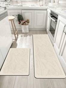 1pc Soft Rubber Kitchen Mat, 3.5mm Thick Kitchen Rug, Nordic Minimalist Style Water-Absorbing Kitchen Mat Large Carpet, Can Be Self-Cut To Fit Kitchen Size, Surface Fabric Material, Middle Sponge Layer, Bottom Rubber Layer, Suitable For Kitchen Rugs, Kitchen Decor, Wedding Decor, Home Decor, Bathroom Mat, Doormat, Laundry Room Mat, Hallway Carpet, Living Room Mat, Etc.