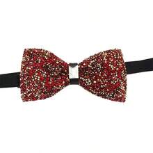 1 pieza Pajarita de cristal, pajarita formal de hombre con rhinestones de cielo estrellado, pajarita de boda para novio súper brillante con diamantes artificiales