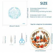 11CT Embroidery Kit With Various Patterns Like Mushrooms And Pine Trees, Includes Embroidery Hoop, Threads, Needles, Suitable For Beginners, Forest & Plant Themed Home Decor Embroidery