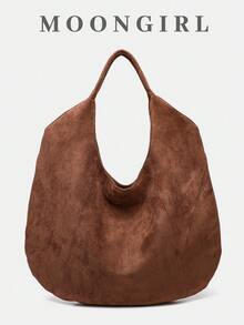 Bolsa de Ombro Estilo Retrô Boêmio Marrom, Bolsa Balde Portátil de Grande Capacidade em Camurça Sintética, Bolsa de Ombro Versátil para Transporte