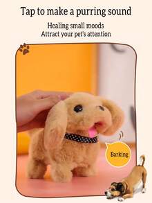 Battery Operated Interactive Pet Doll, Plush Cartoon Dog Doll, Electric Powered Soft Puppy Doll, Realistic Simulation Model, Petting Gift, Barking, Walking, Wagging Tail, Christmas & Halloween Gift, Pet Companion - Multicolor - View 5