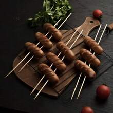 100 piezas/Paquete Pinchos de bambú natural, palitos para barbacoa, pinchos de bambú para barbacoa doméstica, adecuados para barbacoa, aperitivos, frutas, brochetas, fuente de chocolate, pollo, salchichas, olla caliente o flores artesanales, ideal para el hogar, barbacoa, cocina, fiestas, restaurantes - Multicolor - Ver 3