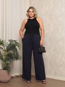 Plus Size Pants - Navy Blue - View 7