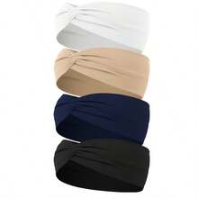 8/4 buc/set bentițe de păr înnodate în culori asortate - bentițe de păr elastice din material moale, eșarfe largi antiderapante cu turban - pentru yoga, antrenament, coafare și purtare zilnică - pentru femei și fete - cadoul perfect pentru pasionații de fitness, bentiță caldă pentru transpirație, accesorii de păr de iarnă - Multicolor - Vizualizare 14