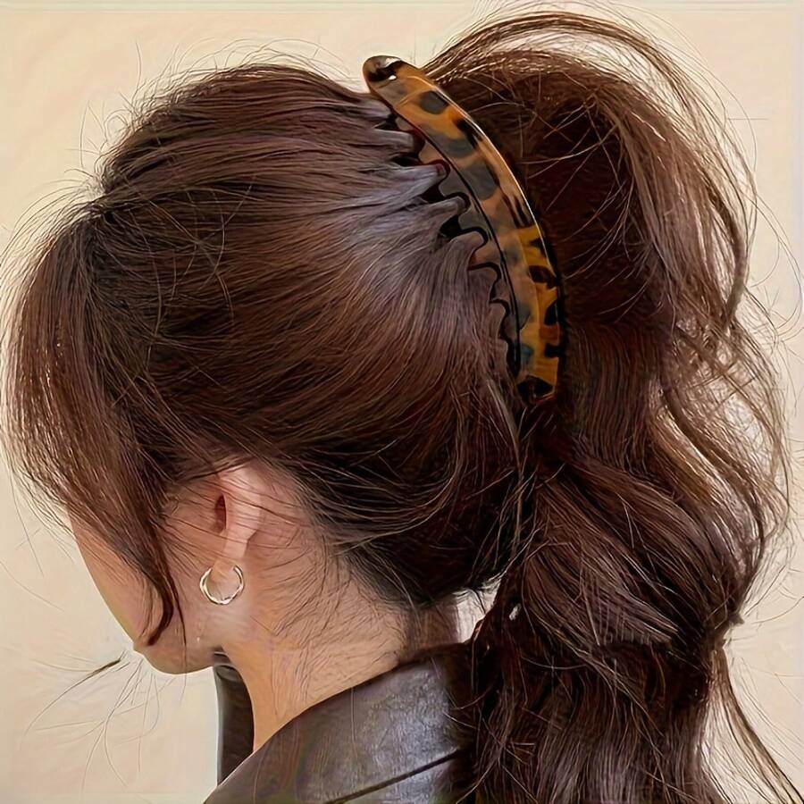 [3pcs Hair Clips Set] 3pcs Set Large Hair Clips With Back Comb - Anti-Slip Vertical Banana Clips For Women's Ponytails, Volumizing Lift & Volume, Brown/Black/Gray Leopard Print (Brown, Black, Gray) - Heavy Duty Hair Clips For Braids, Buns, Updos - Ideal For Thick/Coarse Hair - Stylish & Functional Hair Accessories For Everyday Or Formal Events - 三件套 - 查看 1