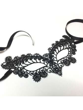 1件装女士性感宽蕾丝刺绣半脸面罩眼罩，派对服装化妆舞会道具