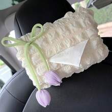 Car Tissue Box, Creative Tulip Design Car Paper Towel Holder, Car Armrest Box Tissue Dispenser, Car Interior Decor - one-size - View 6