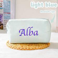 Personalized Makeup Bag With Name, Custom Makeup Bag Organizer, Monogram Make Up Bag, Bridesmaid Box, Cosmetic Care Package For Her Toiletry, Space-Saving, Letter, Striped Exquisite, Stylish, Tidy, Contracted, Casual, Basics Unique Treasurefinds, Girls Gift, Wedding Gifts, Bridal Gifts, Wedding, Wedding Items, Holiday Gift For Anniversaries, School Supplies, Back To School, School Gift, For Office, For School, For Classroom, For Teacher Gifts, For Colleague, For Dorm Rooms, For Teacher, For Boys And Girls, Urban Chill