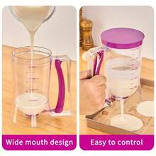 Pancake Batter Dispenser - Kitchen Must Have Tool For Perfect Pancakes, Cupcake, Waffle, Muffin Mix, Cake & Crepe , Gift - Pancake Griddle Maker With Measuring Label (Purple) - Màu tím - Xem 4