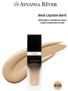 AYVANNA REVER BASE LIQUIDA MATE / IMPECABLE A BASE DE AGUA DE LARGA DURACION 24 HRS - #08 - Ver 1