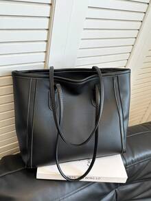 Large Capacity Women's Fashion Multifunctional Shoulder Bag, New Canvas Handbag, Stylish Design, Suitable For School, Commuting And Shopping (Pendant Not Included) - Black - View 3