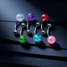 6pcs/Pack Resin Fake Opal Navel Rings, 1.6*10*5*8mm, Belly Button Piercing Jewelry, Factory Direct Supply - Multicolor - View 4