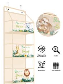 1 قطعة منظم علوي للباب مع 6 جيوب - حقيبة تعليق لتخزين مستلزمات الطفل من حفاضات وممسحات وألعاب وملابس - موفر للمساحة وبتصميم جميل بشكل حيوانات لغرفة الطفل. - متعدد الألوان - مشاهدة 5