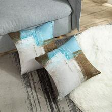 Britimes Throw Pillow Covers Home Decor Set Of 2 Pillow Cases Decorative 20 X 20 Inches Outdoor Cushion Couch Sofa Pillowcases Beige Blue - BeigeBlue - View 4