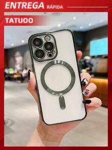 1 Piece Plating Phone Case With Camera Protection, Magnetically Induced Ultra-Thin TPU Clear Case, Compatible With Apple 16/16Pro/16Plus/16Pro Max - 綠色 - 查看 4