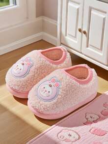 New Winter Children's Warm Slippers, Cute Girls' Home, Baby Soft Soled Plush Slippers - وردي - مشاهدة 12