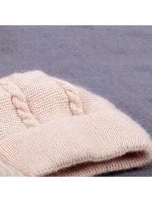 1pc Winter Fashion Thick Warm Knitted Thermal Lined Beanie Hat For Mothers - White - View 5