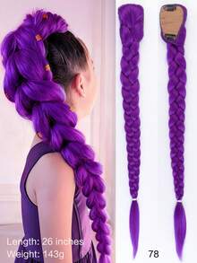1pc Synthetic Purple Ponytail Extension With Rubber Band Long Straight DIY Braided Pony Tail Hairpiece Women Hair Accessories - Multicolor - View 10