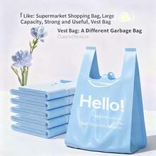 50pcs Garbage Bags, Printed Vest Plastic Bags, Thick & Tear-Resistant, Large Apron Style Plastic Bags, Multi-Purpose For Kitchen And Home - Multicolor - View 2