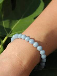 YAUKIA 8mm Women'S Handmade Angelite Beaded Bracelet , Emotional Healing , Calming , Communication , Simple Jewelry For Women Men - Multicolor - View 8