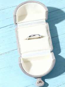 1个双层天鹅绒按扣首饰盒，适用于戒指、吊坠、手镯、项链等包装 - 淺灰色 - 查看 9