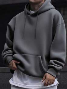 Sudadera casual de calle para hombre, con estampado de estrella y eslogan, bolsillo, cordón, primavera/otoño, vuelta al colegio