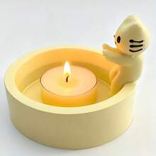 Portavelas con Forma de Gato Encantador - Perfecto para Decoración del Hogar y Cafetería, Adecuado para Baño, Mesa y Comedor. Soporte de Cera Ideal para Aromaterapia, Portavelas Cerámico en Forma de Gato, Adorno de Mesa Encantador, Accesorio Aromatico para el Hogar o Baño – Mejora la Ambiente, Regalo Excelente para el Día del Padre o Cumpleaños - Blanco - Ver 4