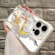 Funda de teléfono con patrón de chica anime para iPhone 16, fundas transparentes 13MINI, a prueba de golpes, funda de teléfono 14PLUS, premium 16PLUS, estética 15, anti-caída 13PRO, funda de carga inalámbrica magnética 11PRO, borde esmerilado 14, 15PROMAX, linda XSMAX/12PRO/12PROMAX/15PLUS/14PROMAX/16PRO/13PROMAX/16PROMAX/11PROMAX/13/15PRO/XR/12/16/12MINI/XS/14PRO/11 - Blanco - Ver 13