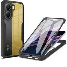Compatible With Redmi A5 4G (Length: 171mm) / POCO C71 4G (Length: 171mm) Phone Case, Includes Screen Protector, 360° Full Body Protection Shockproof Transparent Ultra-Thin Back Cover Phone Case - Black - View 13