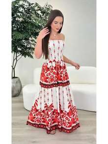 July Strapless Tropical Dress In Various Prints, 2025 Collection - 紅色 - 查看 2