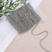 2m/10m Stainless Steel Cross Chain, Flat O-Shape Chain, Multiple Sizes, Gold Color, Suitable For DIY Jewelry Making, Bracelet, Necklace Accessories