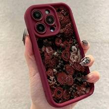Funda de silicona suave con diseño de rosa roja, adecuada para 15 Pro, compatible con 11/11 Pro/11 Pro/12/12 Pro/12 Pro/13/13 Pro/13 Pro/14/14 Pro/14 Pro/15/15 Pro/15 Pro/16/16 Pro/16 Pro, funda protectora. Funda de Silicona Suave: Ajuste Ceñido, Protección Total. - 1 pieza - Ver 6
