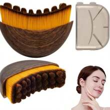 Lymphatic Contour Face Brush, Lymphatic Drainage Massager, Soft Dry Facial Brush Beauty Tool For Jawline, Ergonomically Designed To Fit The Skin Precisely And Relieve Fatigue (2PC) - 棕色的 - 查看 7