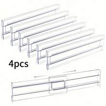 4件套可调节抽屉分隔板，透明可伸缩抽屉收纳盒，内衣袜子收纳整理盒，适用于衣物、餐具、化妆品等，居家办公抽屉收纳整理，节省空间，整洁有序，适用于家庭、衣柜、办公桌、卧室、梳妆台、壁橱等场所。 - 彩色 - 查看 12