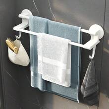 خطاطيف حمام لاصقة، بدون حاجة إلى ثقب، خطاطيف جدار بشفط قوي لمنشفة، رداء الحمام، متوفرة بألوان متعددة - أسود، أبيض