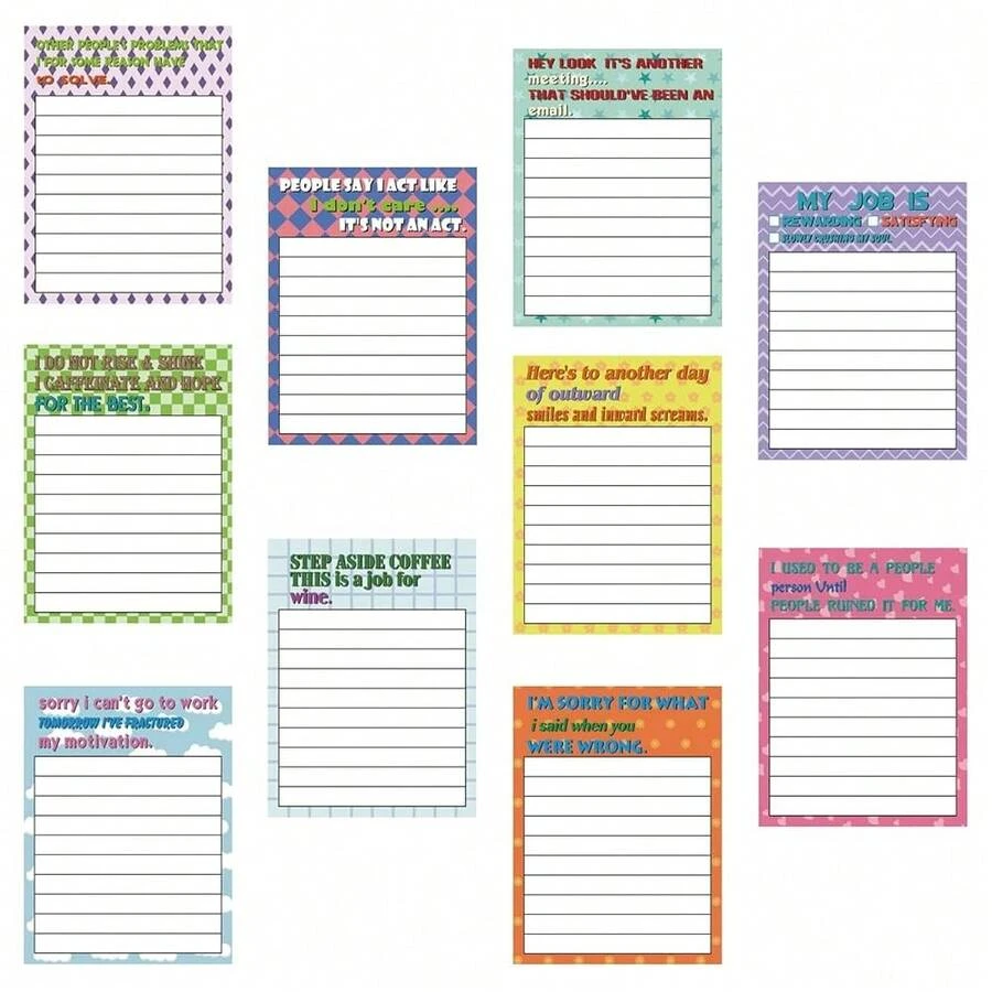10 Pads Funny Sticky Notes With Sarcastic Sayings, To Do List Sticky Notes Pad With Lines, Cute Memo Notepads For Reminder Planner Students Office Coworkers Staff Appreciation Gifts 3 X 4 Inch,SarcasticSaying - 諷刺語 - 查看 1