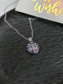 1pc Elegant 7 Chakra Lotus Flower Pendant Necklace, Yoga Chakra Healing Stone Bar Necklace For Women, Energy Balance Jewelry For Party, Anniversary, Birthday Gift - Multicolor - View 9