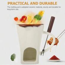 1 件陶瓷巧克力火锅杯，巧克力融化杯，奶酪慢加热杯，黄油加热器，带叉子，适合在情人节、派对和家庭聚会中使用 - 无需明火加热，表面易于清洁，是奶酪、巧克力和甜点爱好者的理想礼物，也是家庭烹饪的必备品。 - 彩色 - 查看 5