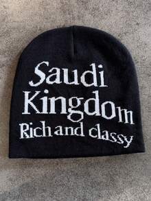 1pc These Men's Knit Beanies With "Saudi Kingdom Rich And Classy" Lettering Come In Multiple Colors, Offering A And Warm Design, Making Them Ideal Fashion-Forward Winter Headwear - Multicolor - View 13