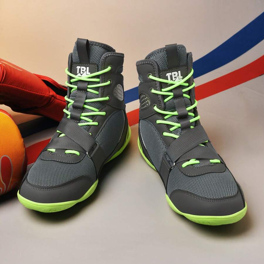 Giày đấu vật chuyên nghiệp nam, giày đấm bốc cổ cao, giày tập luyện võ thuật, Muay Thai, thể dục, kickboxing. - Xám - Xem 1