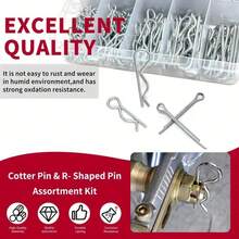 558pcs Assorted Cotter Pin Kit, Zinc Plated Steel Cotter Pins, Clips, Hooks, Fasteners Organizer - Multicolor - View 4