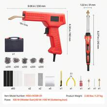 Kit de soldador de plástico de 100 W, pistola para soldar plástico y soldador, 1000 grapas y 60 varillas - Rojo - Ver 7