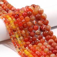 1 Hilo de Cuentas de Ágata Naranja Rayada para Hacer Joyas - Redondas, Tamaños Surtidos de 4mm a 12mm - Naranja - Ver 3
