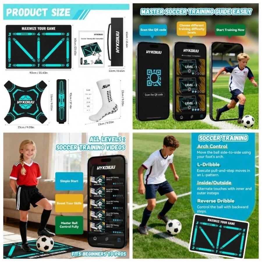 Soccer Training With Instructional Video Improve Strength, Agility And Coordination Soccer Training Equipment Footwork And Ball Mastery Non - Slip Silent Equipment All Ages Footwork