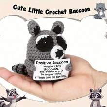1 件 活泼浣熊，手工钩织励志礼物，毛绒动物，适合送给男士、女士、朋友、同事、家人，鼓励韧性的礼物。 - 彩色 - 查看 2