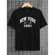 Camiseta De Manga Corta Para Hombre Con Letras Impresas En Talla Grande - Negro - Ver 4