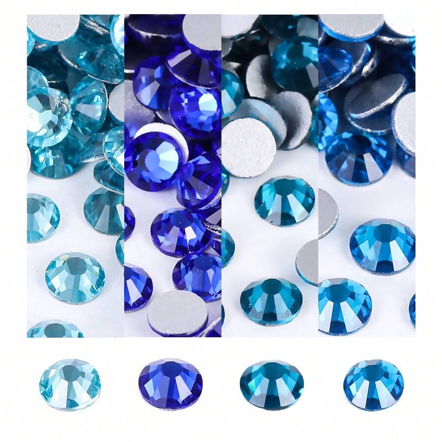 ICIQ Blue Series Silver Base Non-Hot Fix Crystal Glass Material Rhinestone, Decorative For Shoes, Clothes, Hats, Cups, Nails And Other Daily Items - Multicolor - View 1