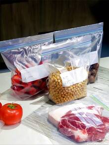 20/55/130个装透明拉链袋，可重复密封食品保鲜袋，适用于饼干、糖果、零食、干果、谷物、香料等，便携式防漏食品容器，真空密封袋，厨房配件，多种拉链和图案颜色可选，返校用品 - 彩色 - 查看 6